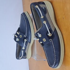 Sperry Top-Sider blue leather slip on casual summer boat shoes women's 7.5